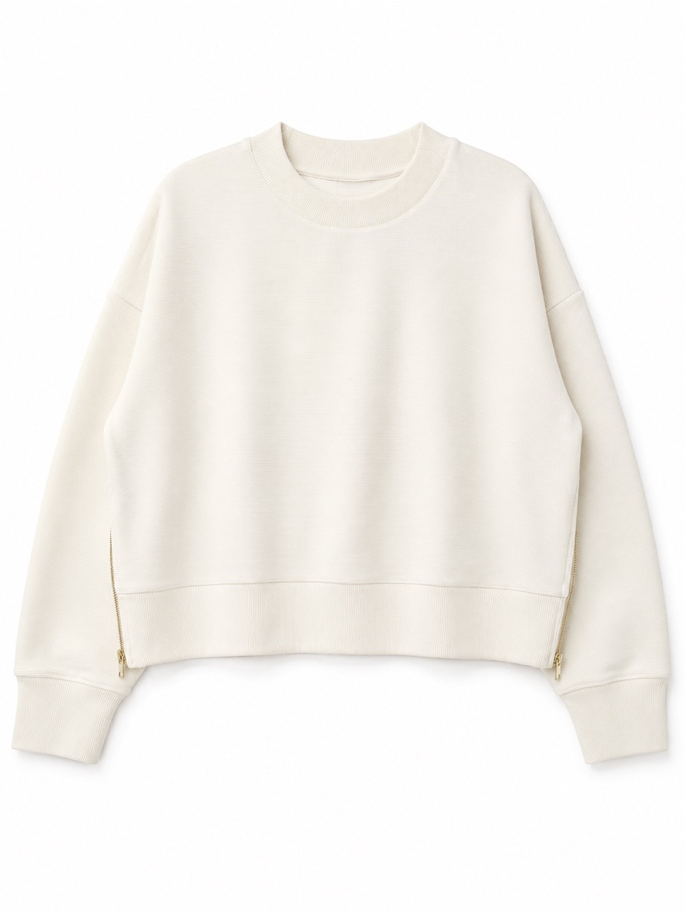 Varley Addelyn Sweat Ivory Ribbed Pullover Sweatshirt Size L